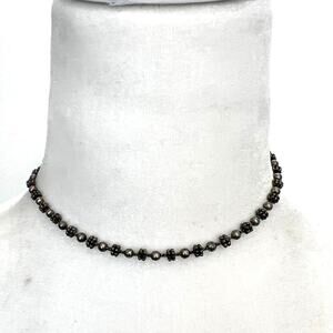 Vintage Silver Tone Signed Napier Adjustable Beaded Choker Necklace